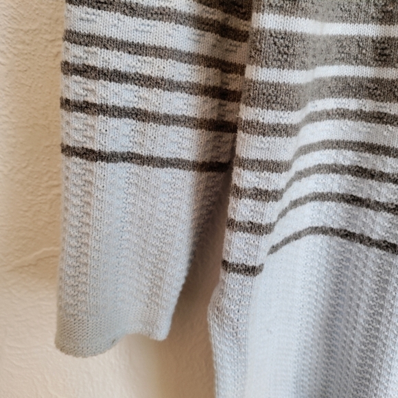 LANDS END Cotton Tunic Ombre Stripe Sky Blue Gray Long Boatneck Sweater 10-12 - Picture 9 of 11